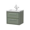 [BFLL3124L] Longnor Modern 2 Drawer Wall Hung Vanity Basin Unit with Modern Fireclay Sink, Choice of Size and Colour - Cutout