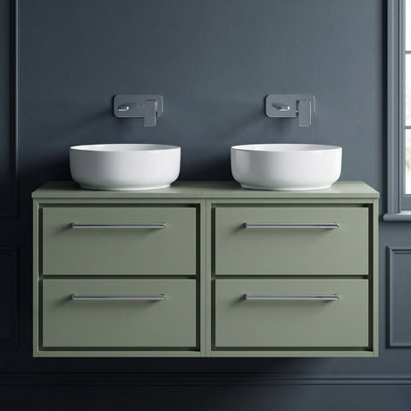 [BFLL3124W2] Longnor Contemporary Wall Hung 4 Drawer Vanity Unit with Colour Coordinating Worktop, 1200mm, Choice of Colour - Silo