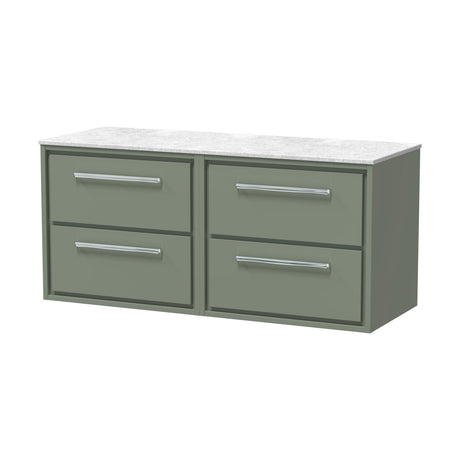 [BFLL3124WMT2] Longnor 2 Drawer Wall Hung Vanity Unit with White Marble Worktop, Choice of Size and Colour - Cutout