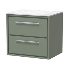 [BFLL3124WMT] Longnor 2 Drawer Wall Hung Vanity Unit with White Marble Worktop, Choice of Size and Colour - Cutout