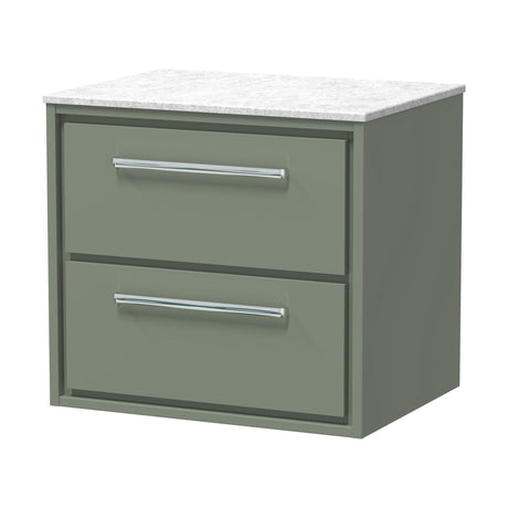 [BFLL3124WMT] Longnor 2 Drawer Wall Hung Vanity Unit with White Marble Worktop, Choice of Size and Colour - Cutout