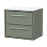[BFLL3124WMT] Longnor 2 Drawer Wall Hung Vanity Unit with White Marble Worktop, Choice of Size and Colour - Cutout