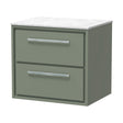 [BFLL3124WMT] Balterley 600mm Framed Design Wall Hung 2 Drawer Vanity with Marble Worktop - Fern Green - Cutout