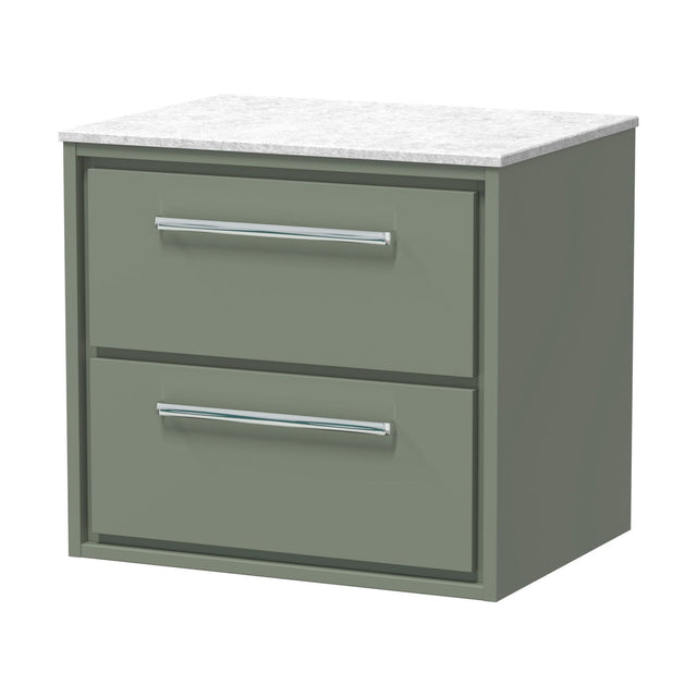 [BFLL3124WMT] Balterley 600mm Framed Design Wall Hung 2 Drawer Vanity with Marble Worktop - Fern Green - Cutout