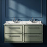 [BFLL3124WS2] Longnor Contemporary Wall Hung 4 Drawer Vanity Basin Unit with Marble Worktop Basins, 1200mm, Choice of Colour - Silo