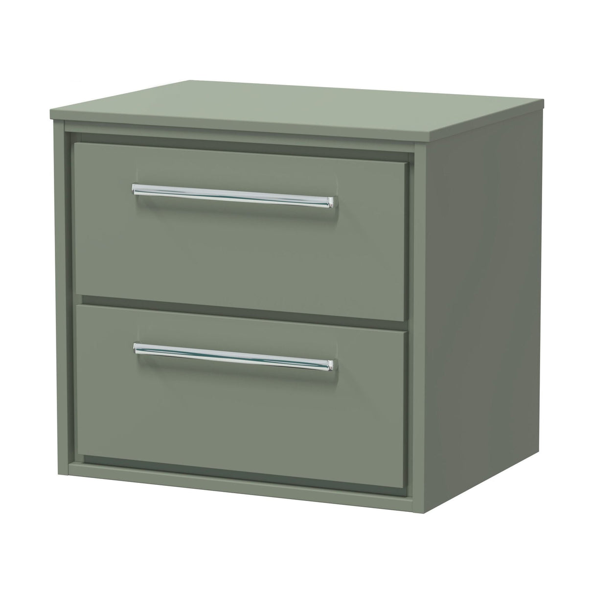 [BFLL3124W] Balterley 600mm Framed Design Wall Hung 2 Drawer Vanity with Worktop - Fern Green - Cutout