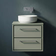 [BFLL3124W] Balterley 600mm Framed Design Wall Hung 2 Drawer Vanity with Worktop - Fern Green - Silo
