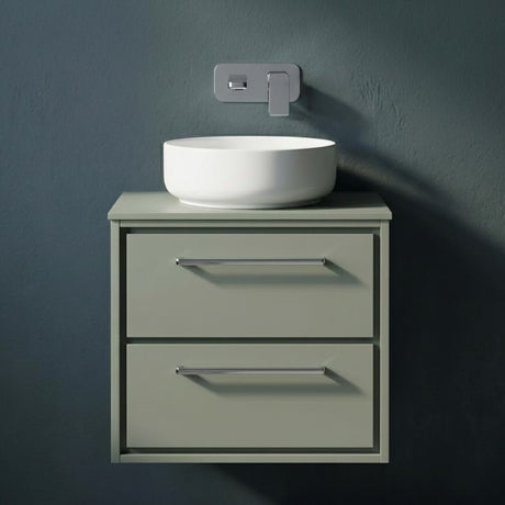 [BFLL3124W] Longnor Contemporary 2-Drawer Wall Hung Vanity Unit with Colour Coordinating Worktop, Choice of Size and Colour - Silo