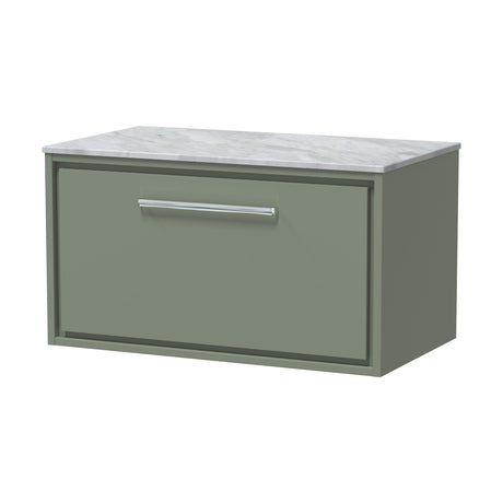 [BFLL3125GMT] Balterley 800mm Framed Design Wall Hung Single Drawer Vanity & Marble Worktop - Fern Green - Cutout