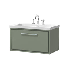 [BFLL3125M] Longnor Wall Hung Single Drawer Vanity Basin Unit with Modern Fireclay Basin, Choice of Size, Colour and Basin - Cutout