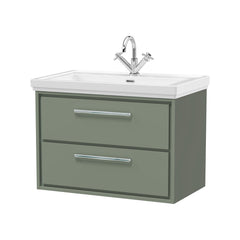 [BFLL3126A] Longnor 2 Drawer Wall Hung Vanity Basin Unit with 1 Tap Hole Traditional Fireclay Basin, Choice of Size and Colour - Cutout