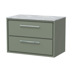 [BFLL3126GMT] Balterley 800mm Framed Design Wall Hung 2 Drawer Vanity & Marble Worktop - Fern Green - Cutout