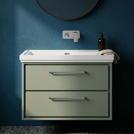 [BFLL3126H] Longnor 2 Drawer Wall Hung Vanity Basin Unit with 0 Tap Hole Traditional Fireclay Basin, Choice of Size and Colour - Silo