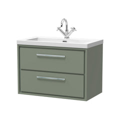 [BFLL3126L] Longnor Modern 2 Drawer Wall Hung Vanity Basin Unit with Modern Fireclay Sink, Choice of Size and Colour - Cutout