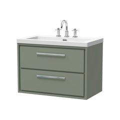 [BFLL3126M] Longnor Modern 2 Drawer Wall Hung Vanity Basin Unit with Modern Fireclay Sink, Choice of Size and Colour - Cutout