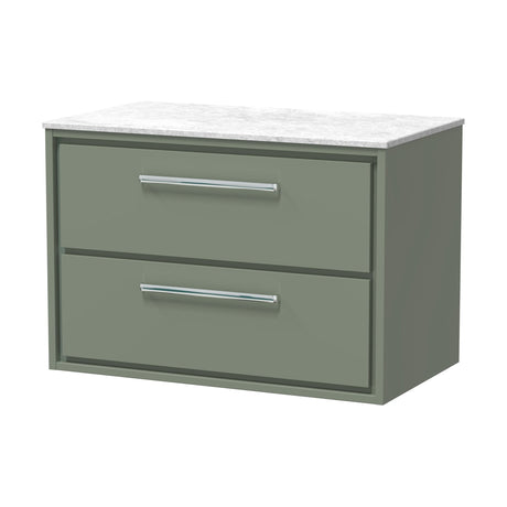 [BFLL3126WMT] Longnor 2 Drawer Wall Hung Vanity Unit with White Marble Worktop, Choice of Size and Colour - Cutout