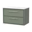 [BFLL3126WMT] Balterley 800mm Framed Design Wall Hung 2 Drawer Vanity with Marble Worktop - Fern Green - Cutout
