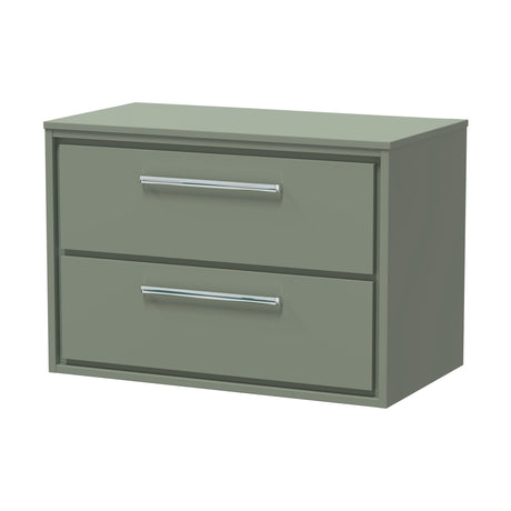 [BFLL3126W] Balterley 800mm Framed Design Wall Hung 2 Drawer Vanity with Worktop - Fern Green - Cutout