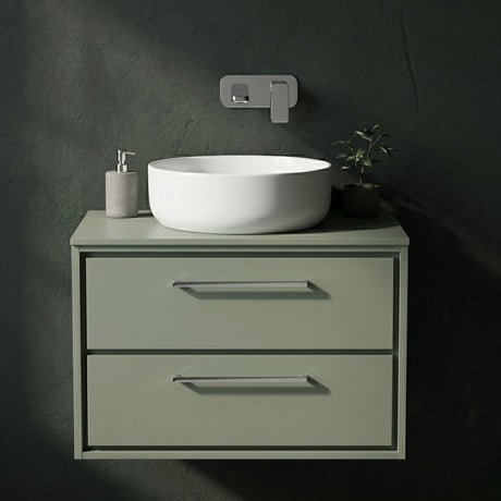 [BFLL3126W] Balterley 800mm Framed Design Wall Hung 2 Drawer Vanity with Worktop - Fern Green - Silo