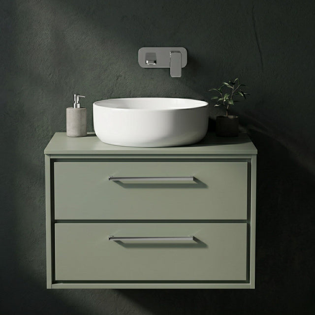 [BFLL3126W] Balterley 800mm Framed Design Wall Hung 2 Drawer Vanity with Worktop - Fern Green - Silo
