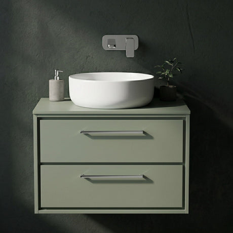 [BFLL3126W] Longnor Contemporary 2-Drawer Wall Hung Vanity Unit with Colour Coordinating Worktop, Choice of Size and Colour - Silo