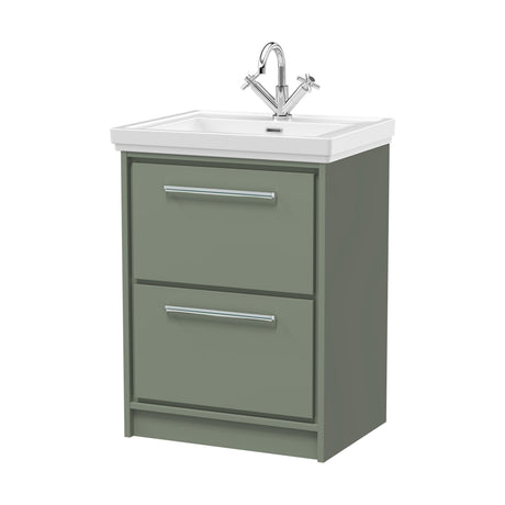 [BFLL3133A] Longnor Floor Standing Double Drawer Vanity Basin Unit with Fireclay Basin - Choice of Colour, Size and Basin Type - Cutout