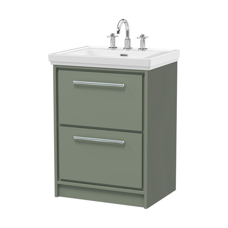 [BFLL3133B] Longnor Floor Standing Double Drawer Vanity Basin Unit with Fireclay Basin - Choice of Colour, Size and Basin Type - Cutout