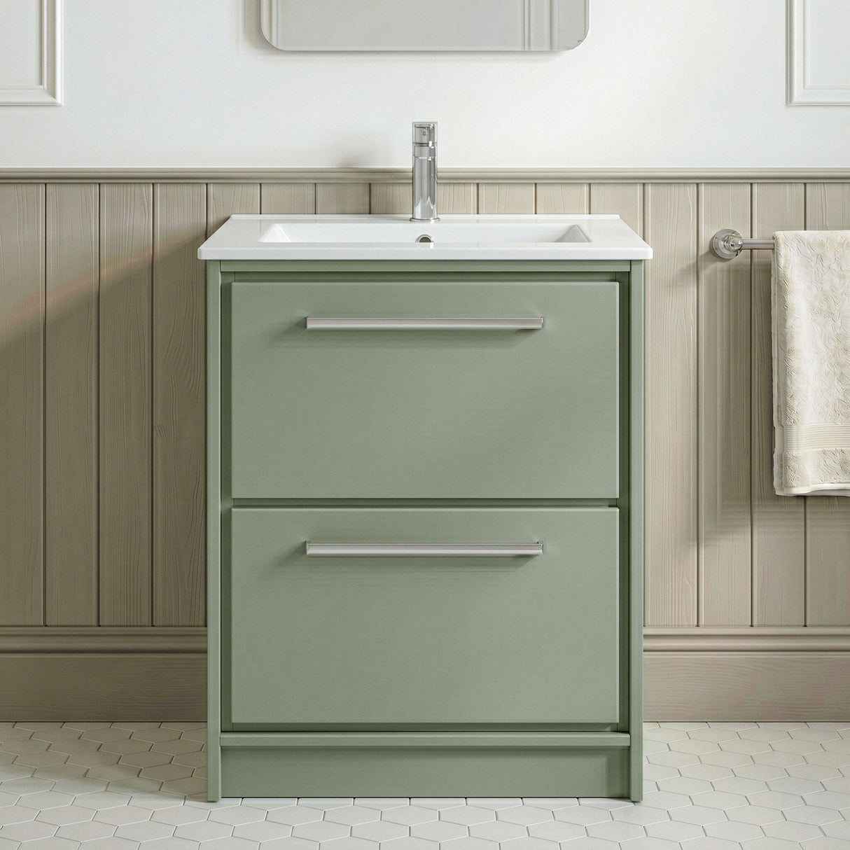 [BFLL3133C] Longnor Floor Standing 2 Drawer Vanity Unit - Choice of Colour, Basin Type and Size - Silo