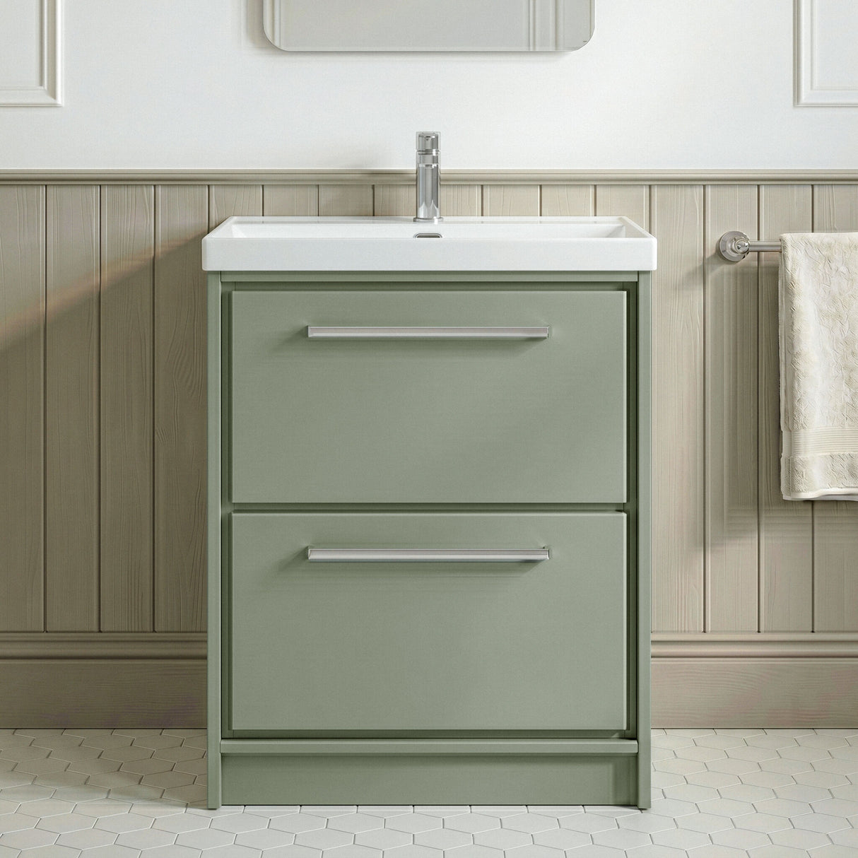 [BFLL3133E] Longnor Floor Standing 2 Drawer Vanity Unit - Choice of Colour, Basin Type and Size - Silo