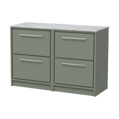 [BFLL3133GMT2] Balterley 1200mm Framed Design Floor Standing 4 Drawer Vanity & Marble Worktop - Fern Green - Cutout