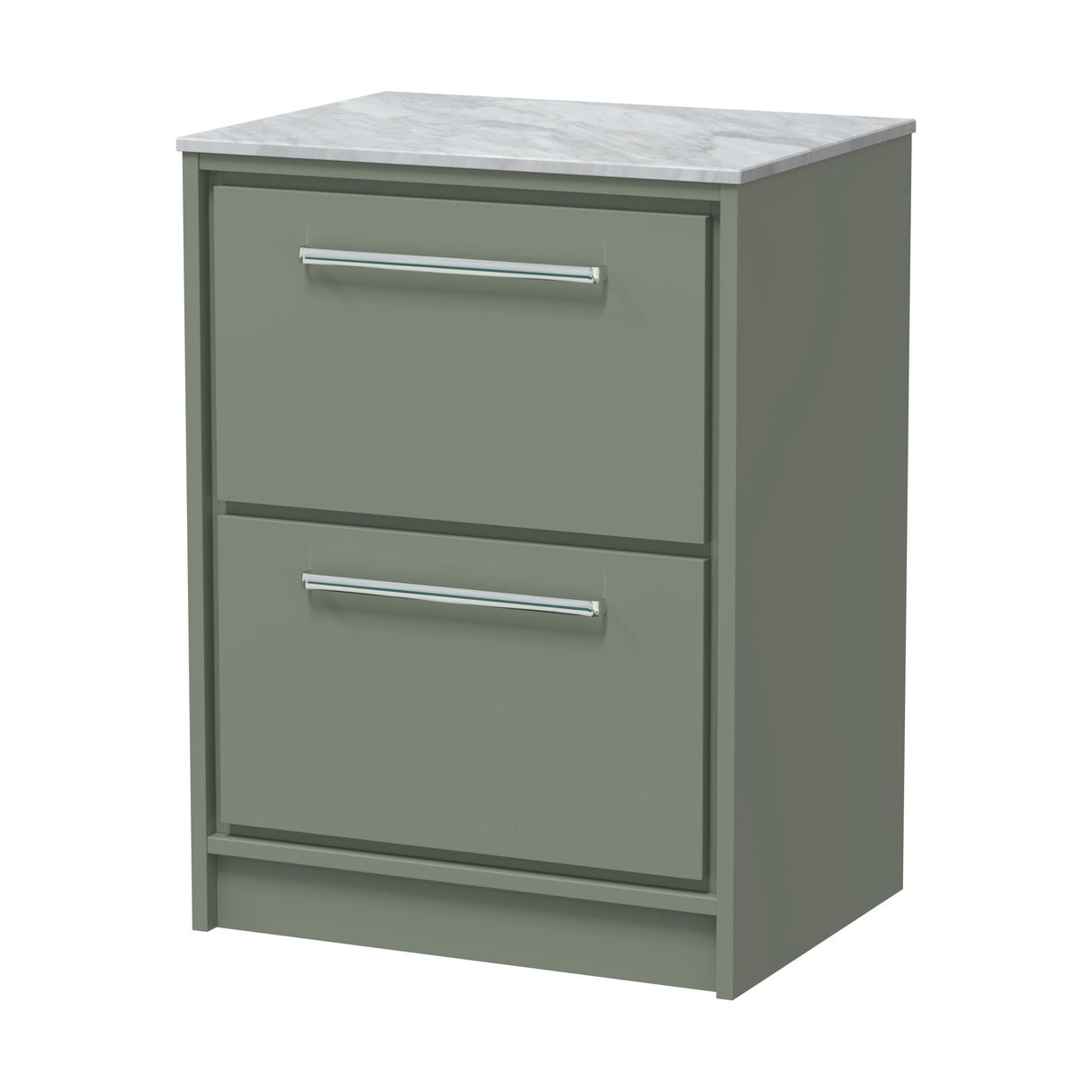 [BFLL3133GMT] Balterley 600mm Framed Design Floor Standing 2 Drawer Vanity & Marble Worktop - Fern Green - Cutout