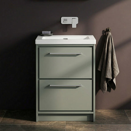 [BFLL3133K] Longnor 2 Drawer Floor Standing Vanity Unit with Modern Fireclay Basin, Choice of Size/Basin Type/Colour - Silo