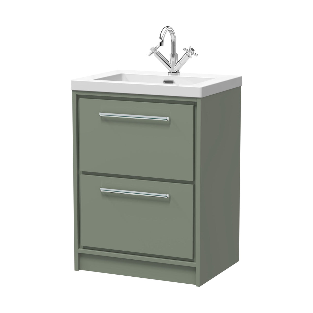 [BFLL3133L] Longnor 2 Drawer Floor Standing Vanity Unit with Modern Fireclay Basin, Choice of Size/Basin Type/Colour - Cutout