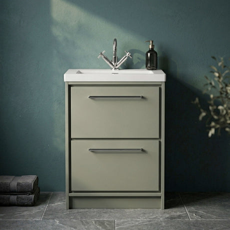[BFLL3133L] Longnor 2 Drawer Floor Standing Vanity Unit with Modern Fireclay Basin, Choice of Size/Basin Type/Colour - Silo