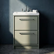 [BFLL3133M] Balterley Modern Bathroom 2 Soft Close Drawer Floor Standing Vanity Unit Fireclay Basin, Fern Green, 600mm - Silo