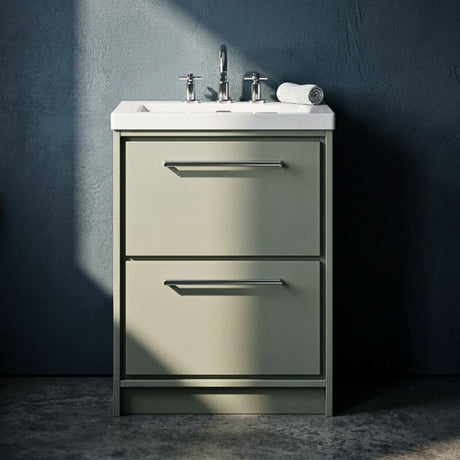 [BFLL3133M] Longnor 2 Drawer Floor Standing Vanity Unit with Modern Fireclay Basin, Choice of Size/Basin Type/Colour - Silo