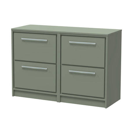 [BFLL3133W2] Balterley 1200mm Framed Design Floor Standing 4 Drawer Vanity with Worktop - Fern Green - Cutout