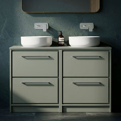[BFLL3133W2] Longnor Contemporary Floor Standing 4-Drawer Vanity Unit with Colour Coordinating Worktop, 1200mm, Choice of Colour - Silo