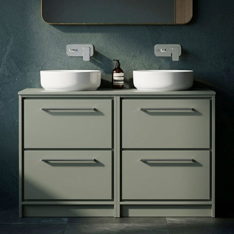 [BFLL3133W2] Longnor Contemporary Floor Standing 4-Drawer Vanity Unit with Colour Coordinating Worktop, 1200mm, Choice of Colour - Silo