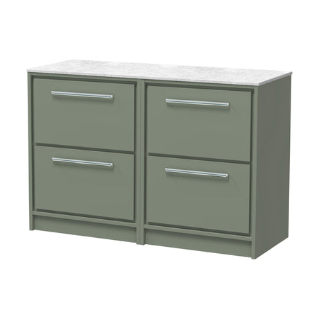 [BFLL3133WMT2] Longnor 2 Drawer Floor Standing Vanity Unit with White Marble Worktop, Choice of Size and Colour - Cutout