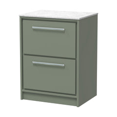 [BFLL3133WMT] Longnor 2 Drawer Floor Standing Vanity Unit with White Marble Worktop, Choice of Size and Colour - Cutout