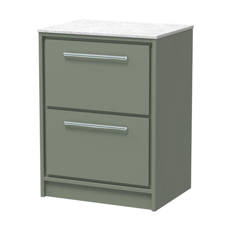 [BFLL3133WMT] Longnor 2 Drawer Floor Standing Vanity Unit with White Marble Worktop, Choice of Size and Colour - Cutout