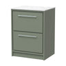 [BFLL3133WMT] Longnor 2 Drawer Floor Standing Vanity Unit with White Marble Worktop, Choice of Size and Colour - Cutout