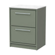 [BFLL3133WMT] Balterley 600mm Framed Design Floor Standing 2 Drawer Vanity with Marble Worktop - Fern Green - Cutout