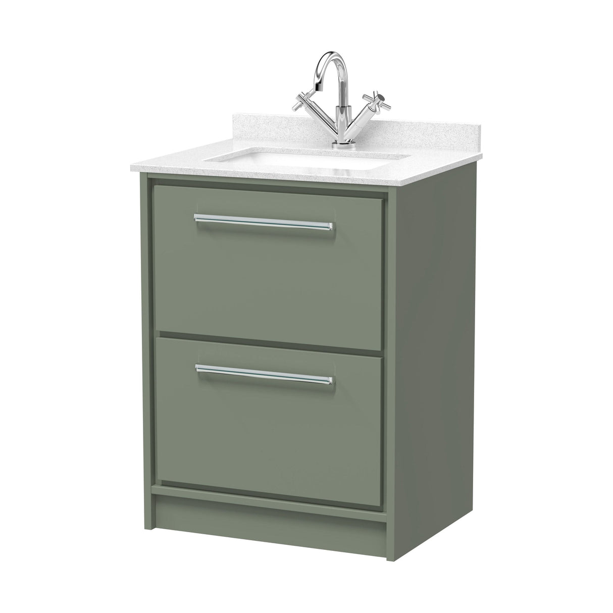 [BFLL3133WS1] Longnor Contemporary Floor Standing 2-Drawer Vanity Basin Unit with Marble Worktop Basin, Choice of Size and Colour - Cutout