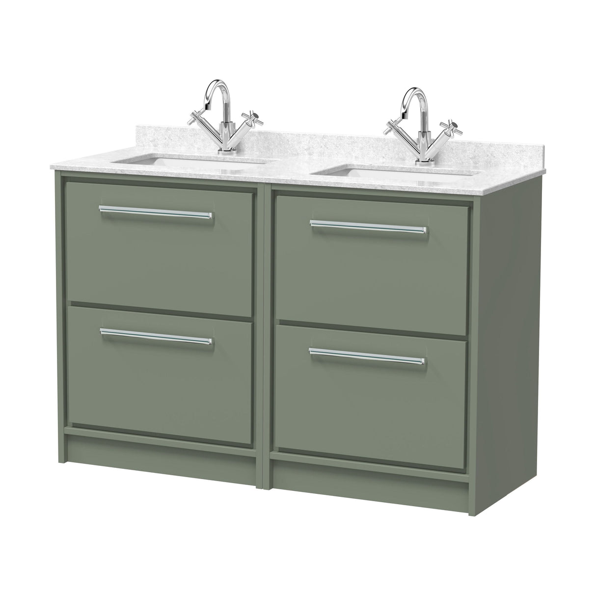 [BFLL3133WS2] Longnor Contemporary Floor Standing 4-Drawer Vanity Basin Unit with Marble Worktop Basin, 1200mm, Choice of Colour - Cutout
