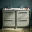 [BFLL3133WS2] Balterley 1200mm Framed Design Floor Standing 4 Drawer Vanity with Marble Worktop Basin - Fern Green - Silo