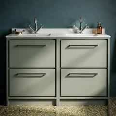 [BFLL3133WS2] Longnor Contemporary Floor Standing 4-Drawer Vanity Basin Unit with Marble Worktop Basin, 1200mm, Choice of Colour - Silo