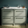 [BFLL3133WS2] Longnor Contemporary Floor Standing 4-Drawer Vanity Basin Unit with Marble Worktop Basin, 1200mm, Choice of Colour - Silo