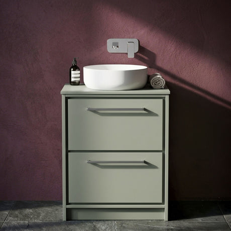 [BFLL3133W] Balterley 600mm Framed Design Floor Standing 2 Drawer Vanity with Worktop - Fern Green - Silo